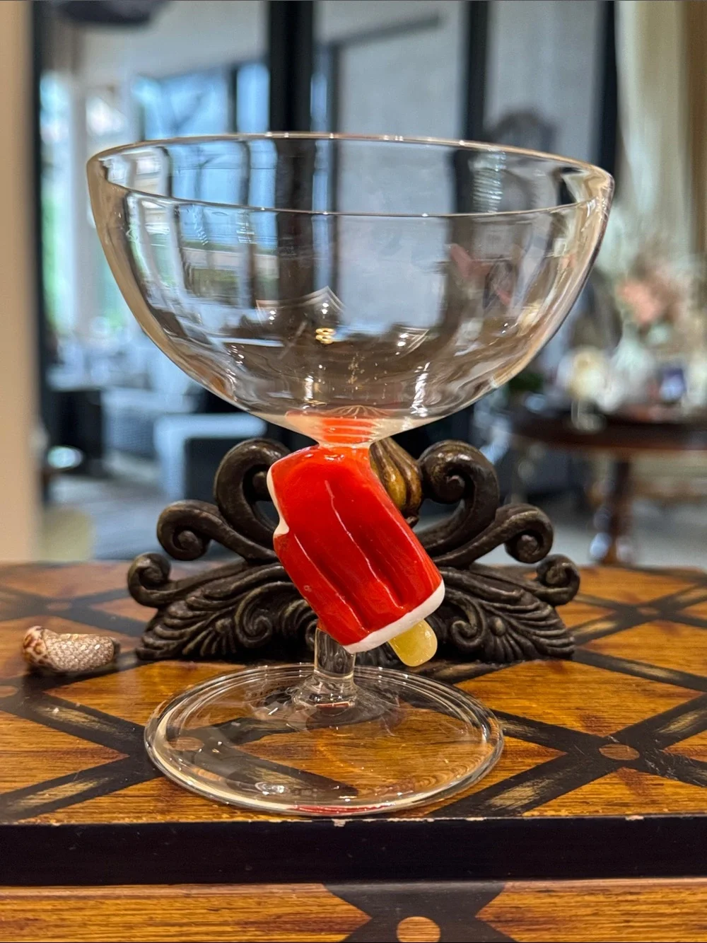 Anthropologie Clara Coupe Glass Red Popsicle